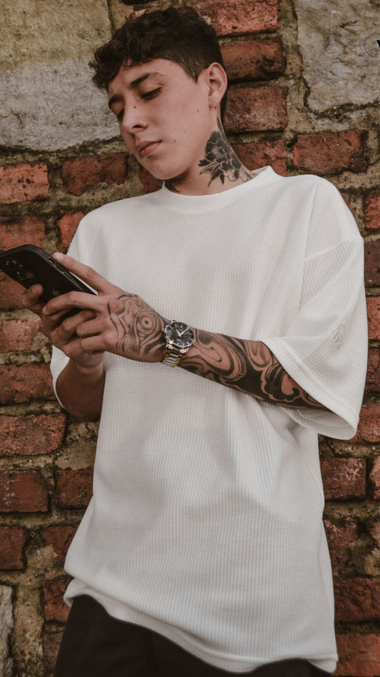 Camiseta Oversize Texturizada Blanca
