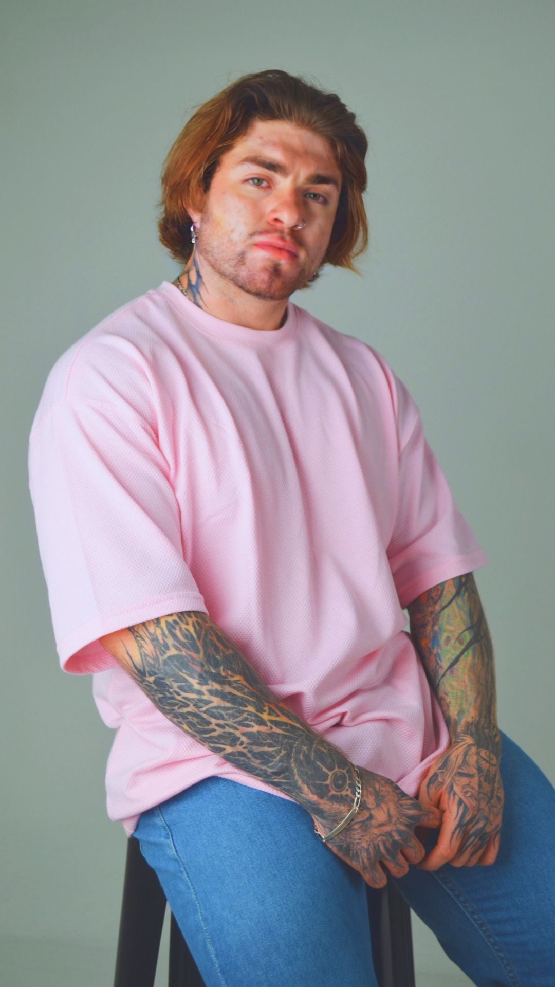 Camiseta Oversize Rosada Diamante