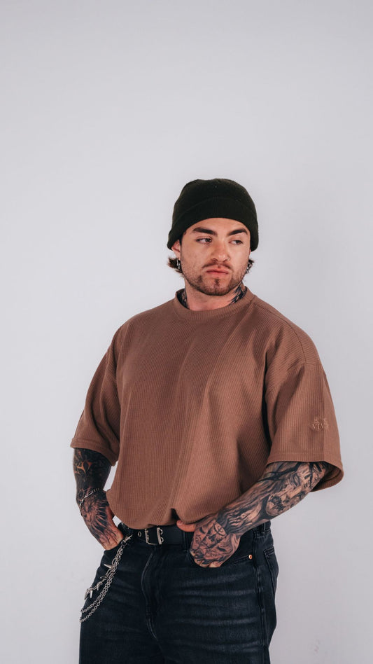 Camiseta Oversize Texturizada Cafe